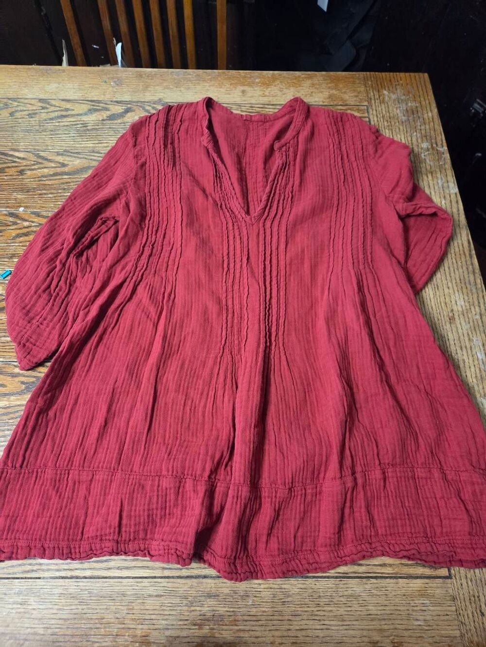 CP Shades Regina Tunic Double Gauze Cotton Red Size L